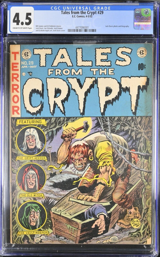 Tales From The Crypt #29 - 4.5 CGC - 1952 Golden Age - Jack Davis Photo & Biography