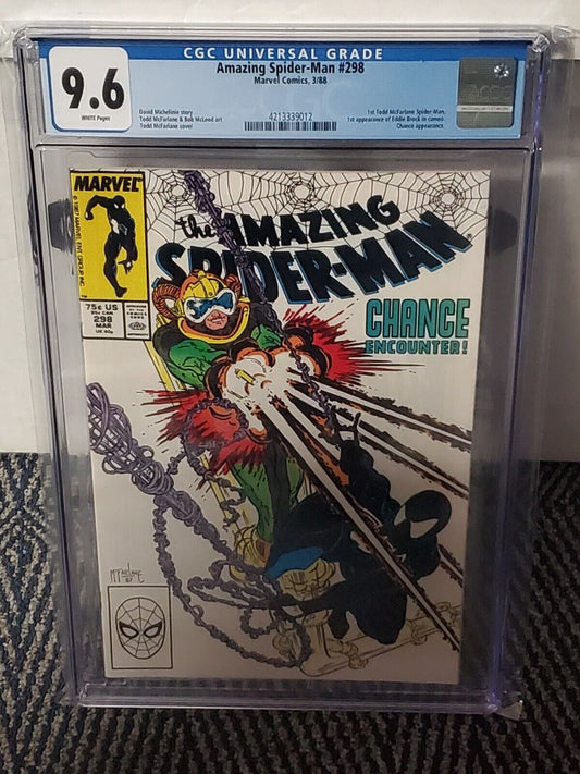 Amazing Spider-Man #298 - 9.6 CGC - White Pages - 1st Todd McFarlane Spider-Man - 1st Appearance Eddie Brock