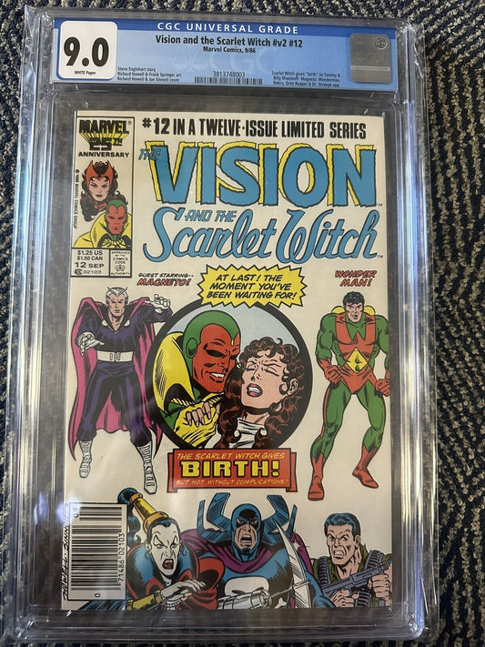 Vision and the Scarlet Witch (Volume 2) #12 - CGC 9.0 - 1st Wiccan & Speed - Birth of Tommy and Billy Maximoff