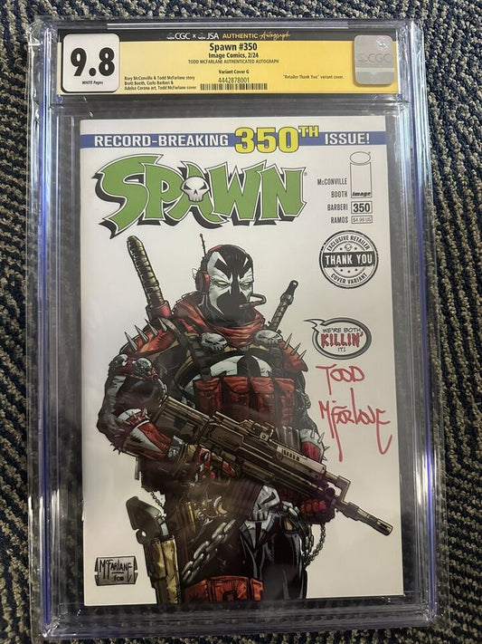 Spawn #350 - CGC 9.8 - Signed by Todd McFarlane - Retail Thank You Variant